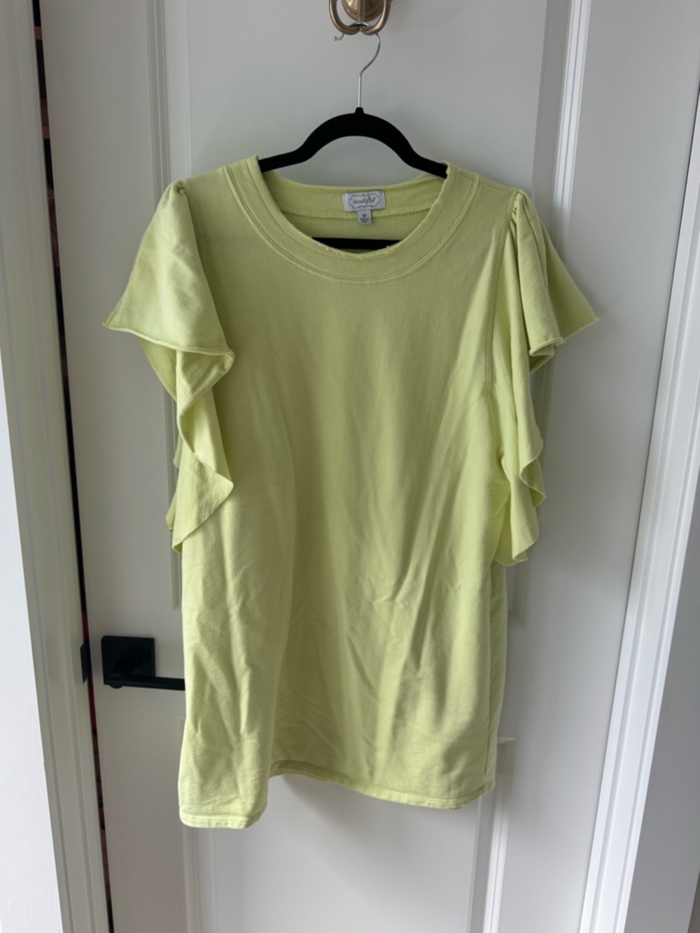 Mud Pie Lime Green Ruffle Sleeve Mini Dress